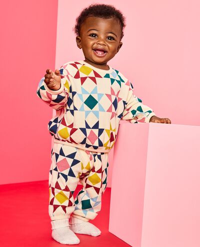 Baby Holiday Long Sleeve Waffle Top & Pants Set in Winter Quilt - main