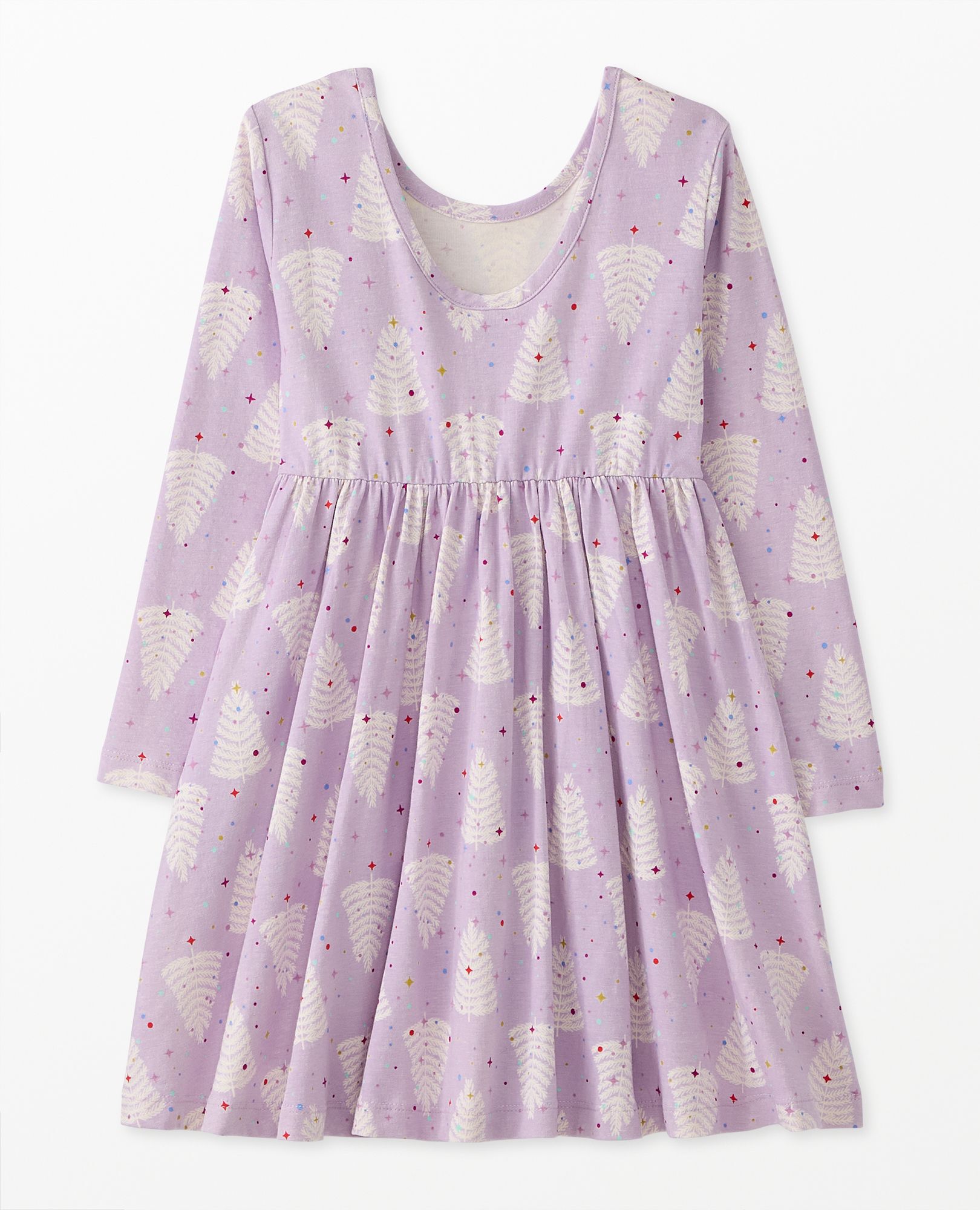 Hanna Andersson Little Girls Sparkly Trees Skater Dress with Pockets