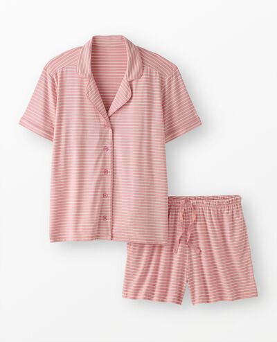 Women's Short Sleeve HannaSoft™ Pajama Set in Powdered Rose/Ecru - main