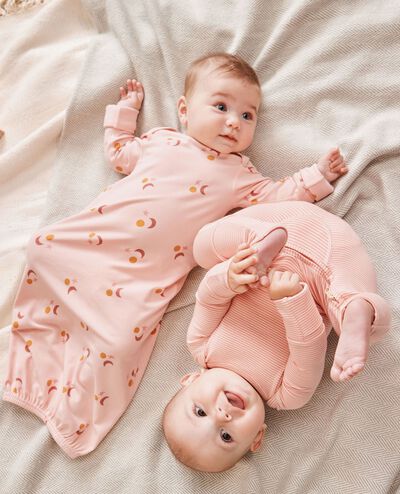 HannaSoft™ Stretch Crescent Zip Sleeper in Powdered Rose/Almond Oil - main