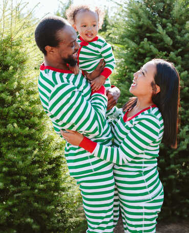 Holiday Green Stripe Matching Family Pajamas