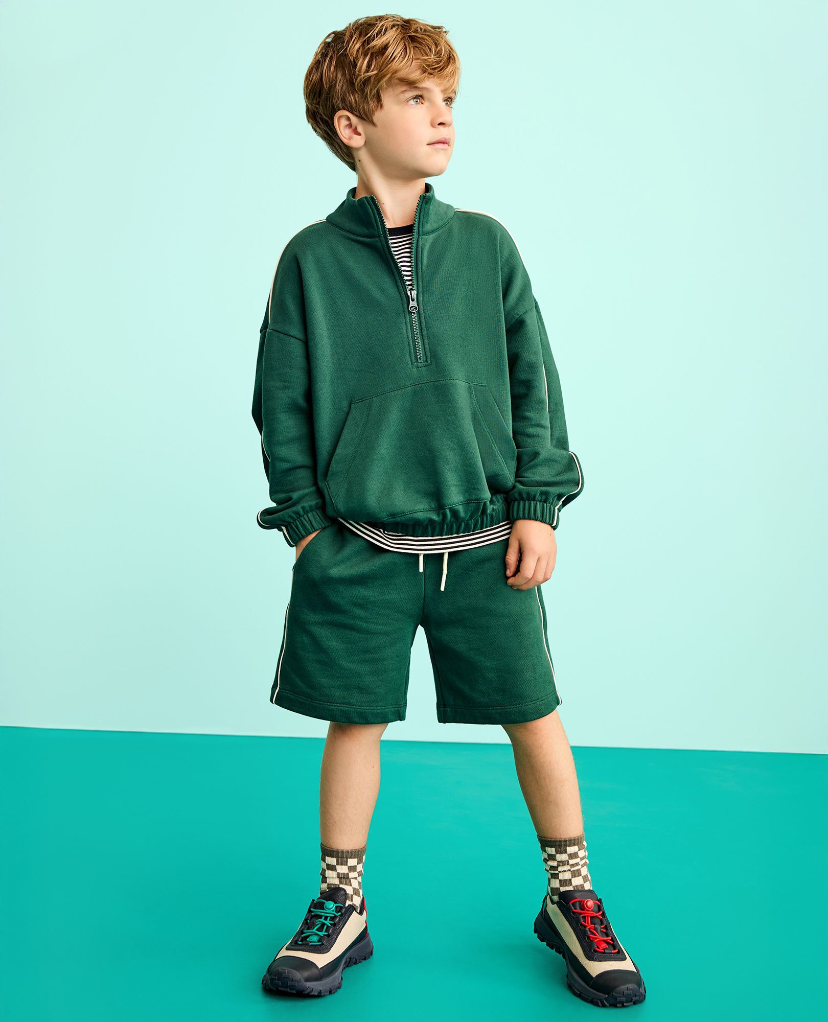 Oversized French Terry Shorts in Malachite - main