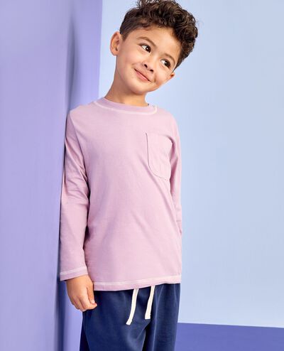 Long Sleeve Relaxed Fit Pocket T-Shirt in Lavender Mist - main