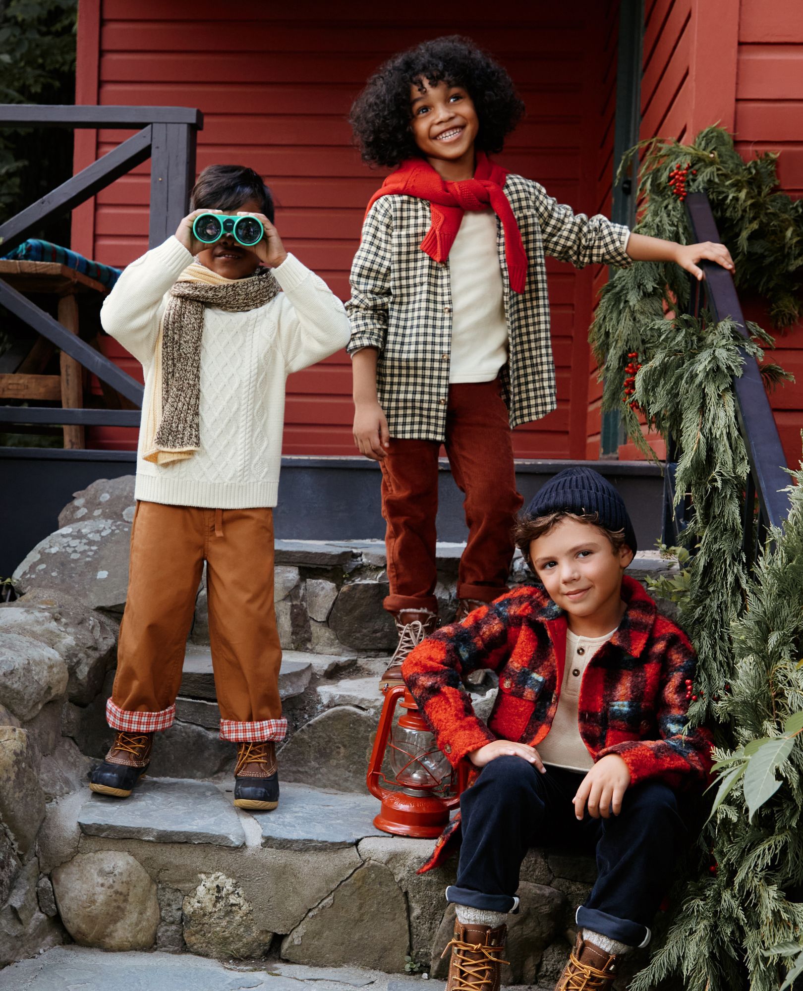 Faux Shearling Button Up Shacket in Scarlet Red Plaid - main