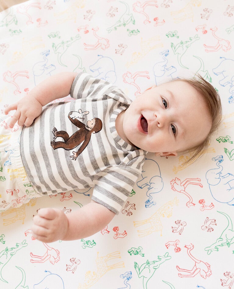 Curious George Knit Crib Sheet In Organic Cotton Hanna Andersson