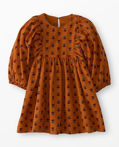 Balloon Sleeve Linen Dress with Pockets in Tulips on Dogwood - main