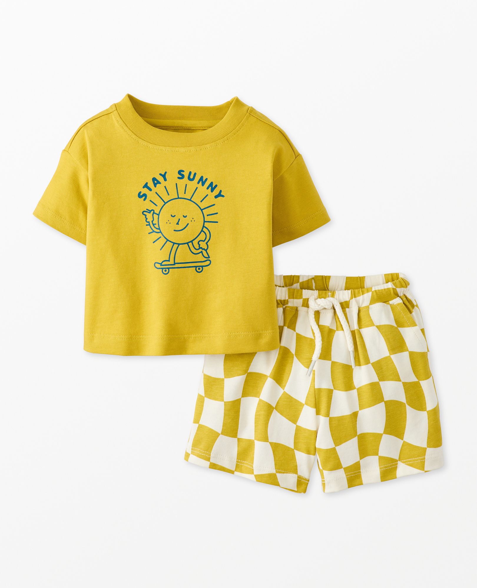Baby Relaxed Fit Graphic T-Shirt & Shorts Set in Stay Sunny - main