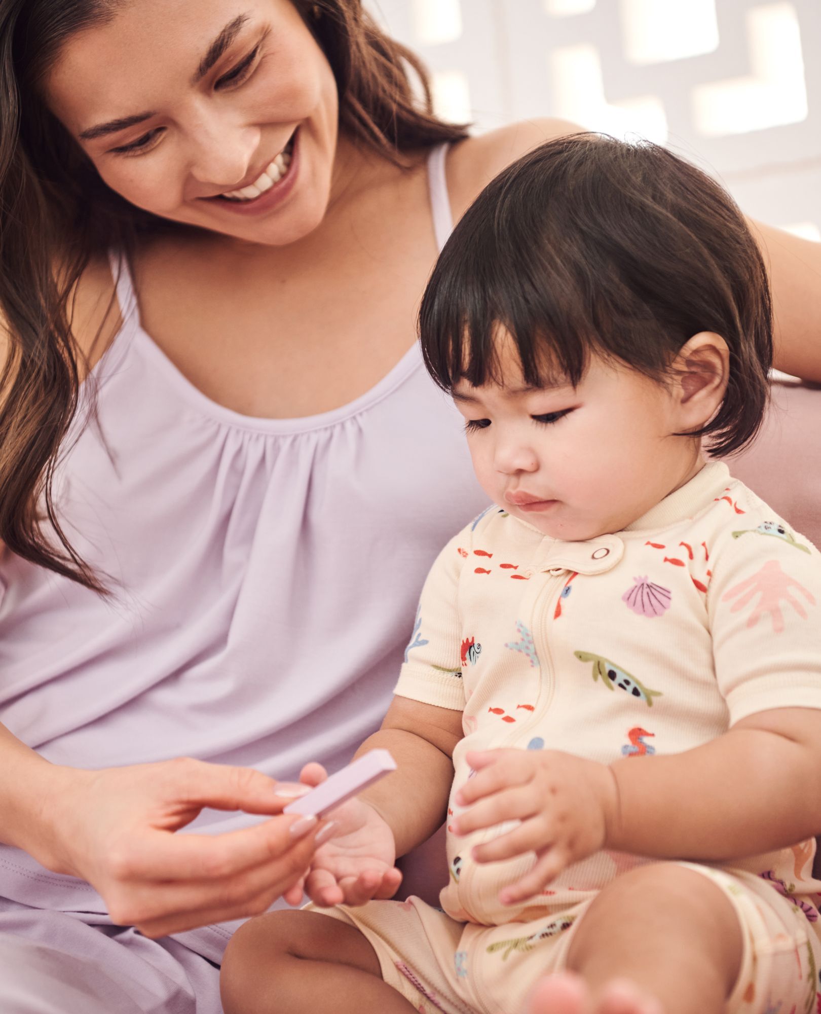 HannaJams™ Sleeper in Gentle Ocean on Ecru - main