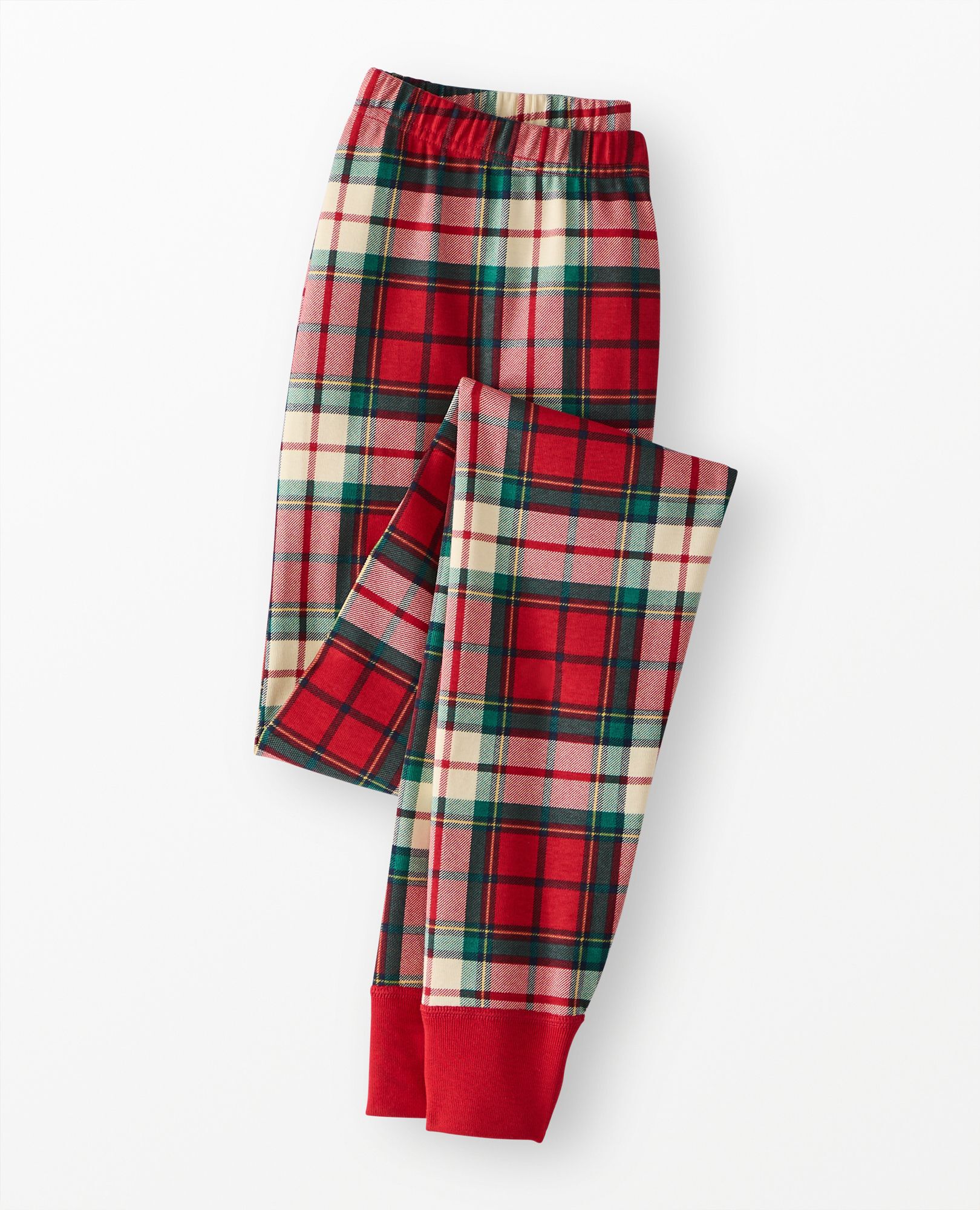 Adult Holiday Long John Pajama Pants in Red Holiday Plaid - main