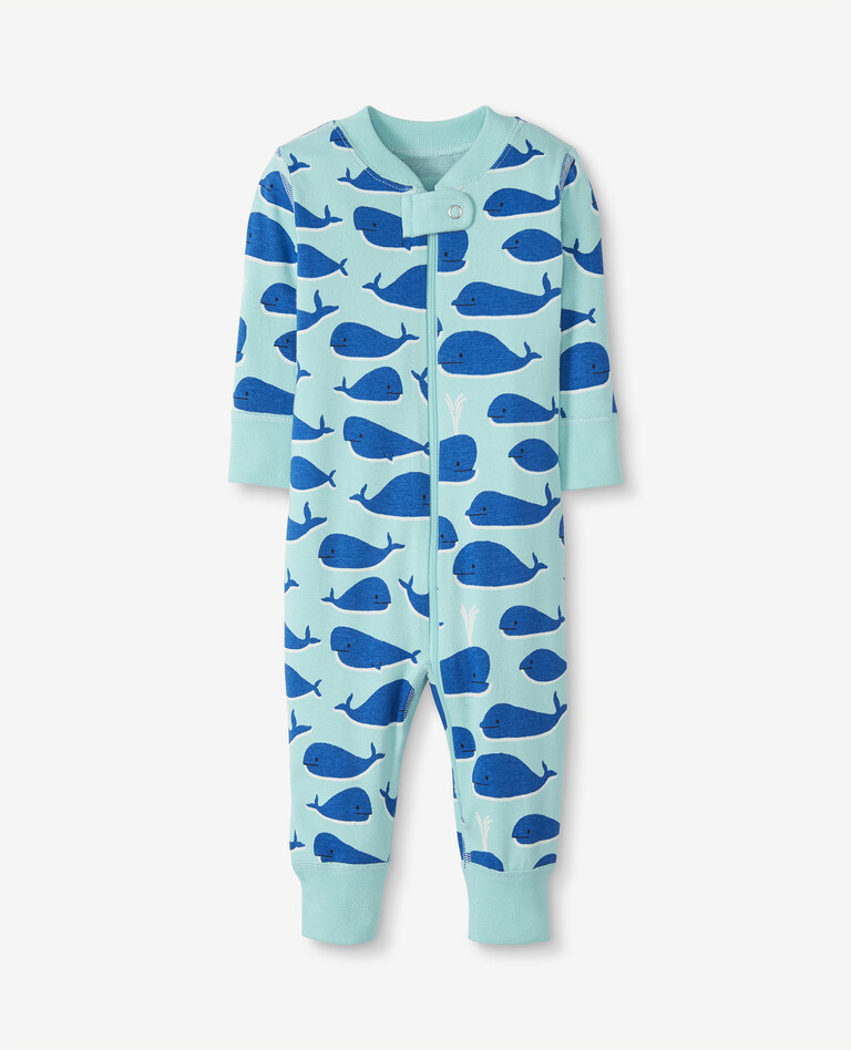 Baby Zip Sleeper In Organic Cotton in Whale Watching - main