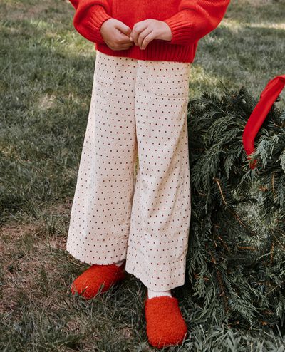 Corduroy Wide Leg Pants in Tiny Dots on Lambs Wool - main