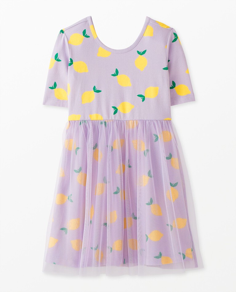 Tulle Skater Dress in Lemon Squeeze on Orchid Hush - main