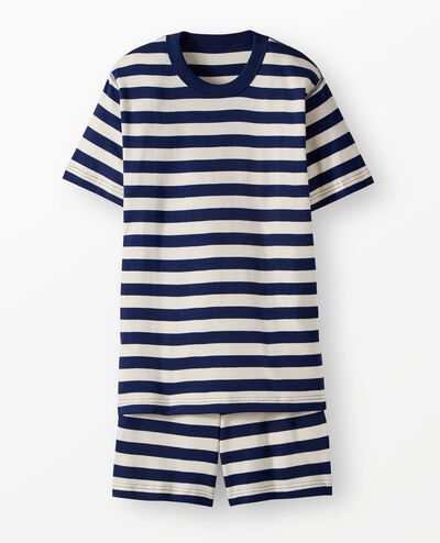 Adult Short John Pajama Set in Navy/Ecru - main