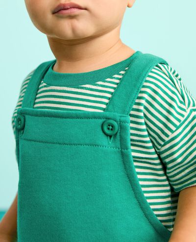 Baby T-Shirt & French Terry Shortalls Set in Gumdrop Green/Ecru - main