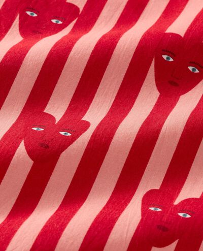 Women's Oeuf Long Sleeve Poplin Pajama Set in Hearts on Stripes - main