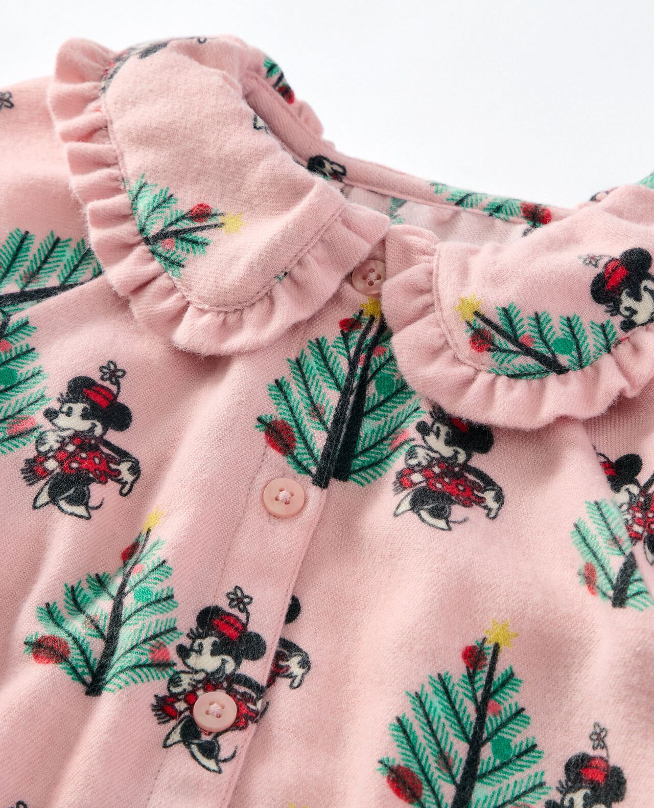 Disney Minnie Mouse Holiday Ruffle Flannel Pajama Set in Christmas Minnie on Pink - main