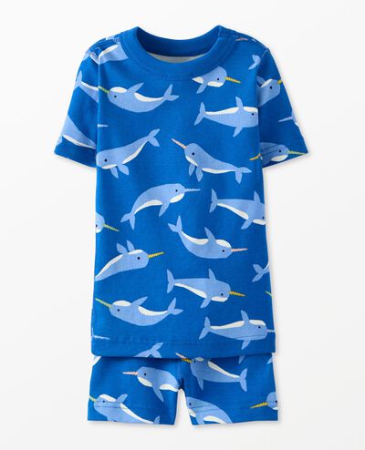HannaJams™ Pajama Set in Magical Narwhal on Plunge Blue - main