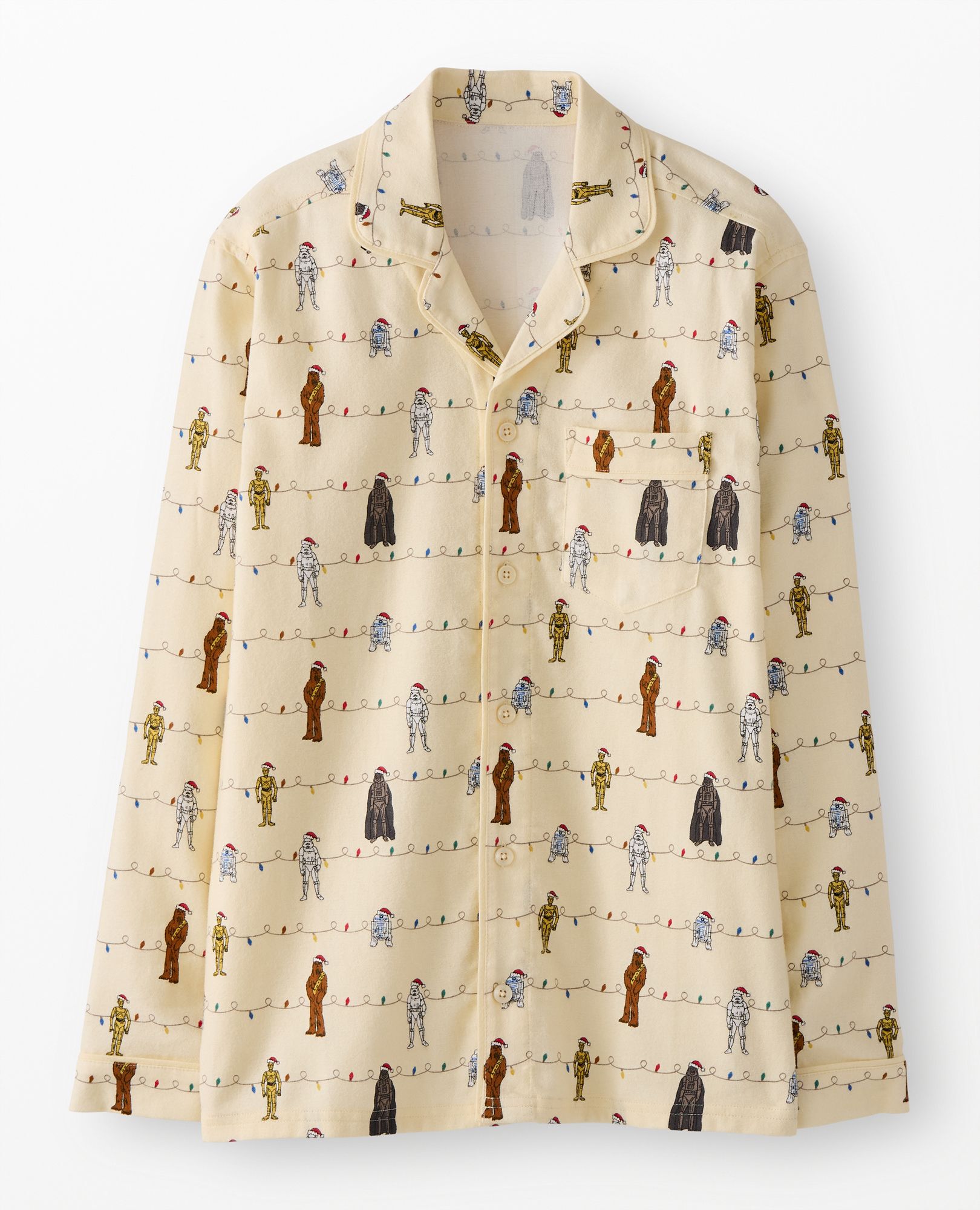 Adult STAR WARS™ Holiday Flannel Pajama Top in Star Wars String Lights - main