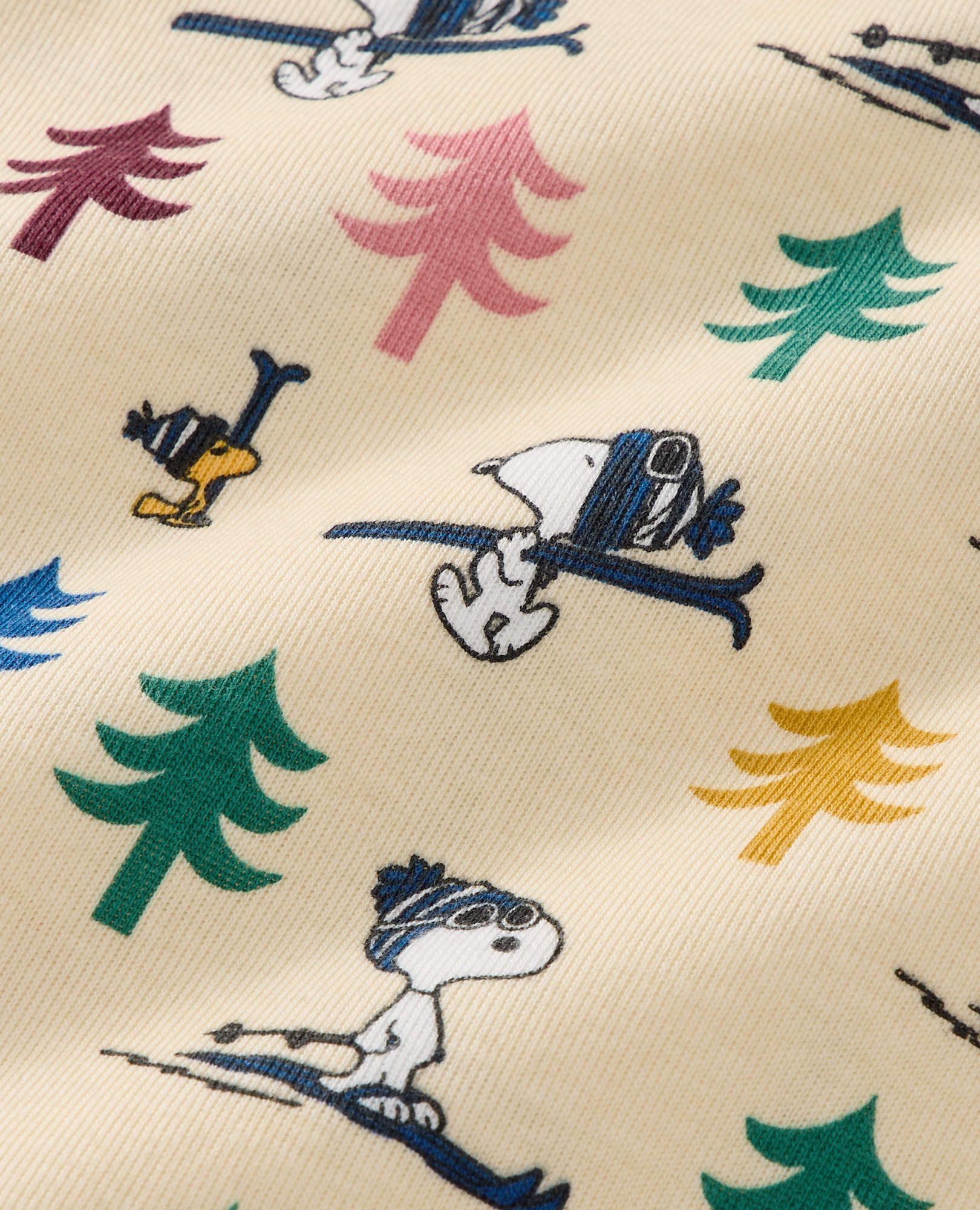Adult Peanuts Holiday Long John Pajamas in Snoopy Skiing - main