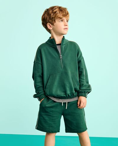 Oversized French Terry Quarter Zip Sweatshirt in Malachite - main