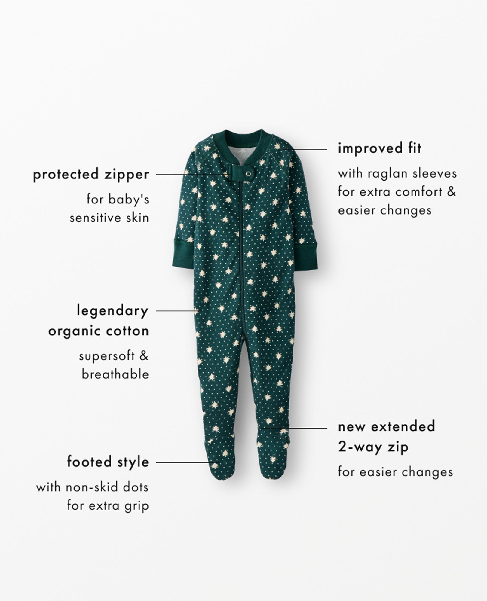 Holiday HannaJams™ Footed Sleeper in Green/Almond Oil Plaid - main