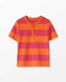 Recycled Striped Henley Tee in Orange Zest/Tangy Red - main