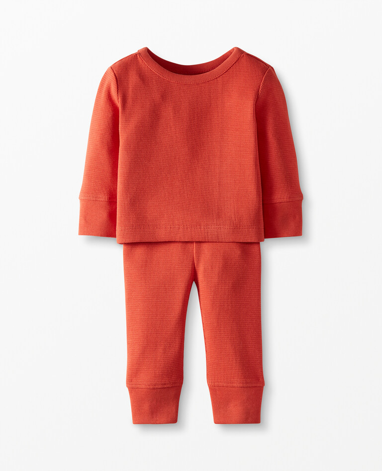 Baby Top & Pants Set In Waffle Knit in Red Pepper - main