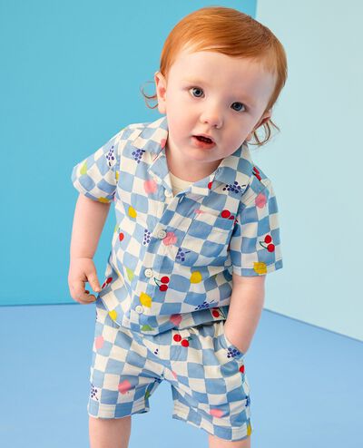 Baby Poplin Button Up Shirt & Shorts Set in Fruit Party - main