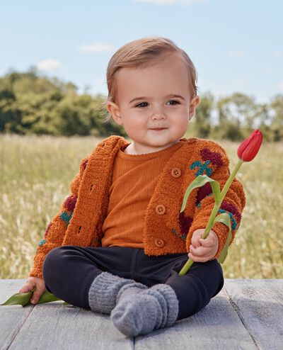 Baby Marshmallow Hoodie Cardigan in Tulips on Dogwood - main