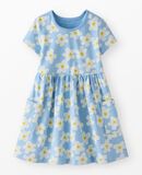 Playground Dress with Pockets in Ecru and Yellow Flower on Blue - main