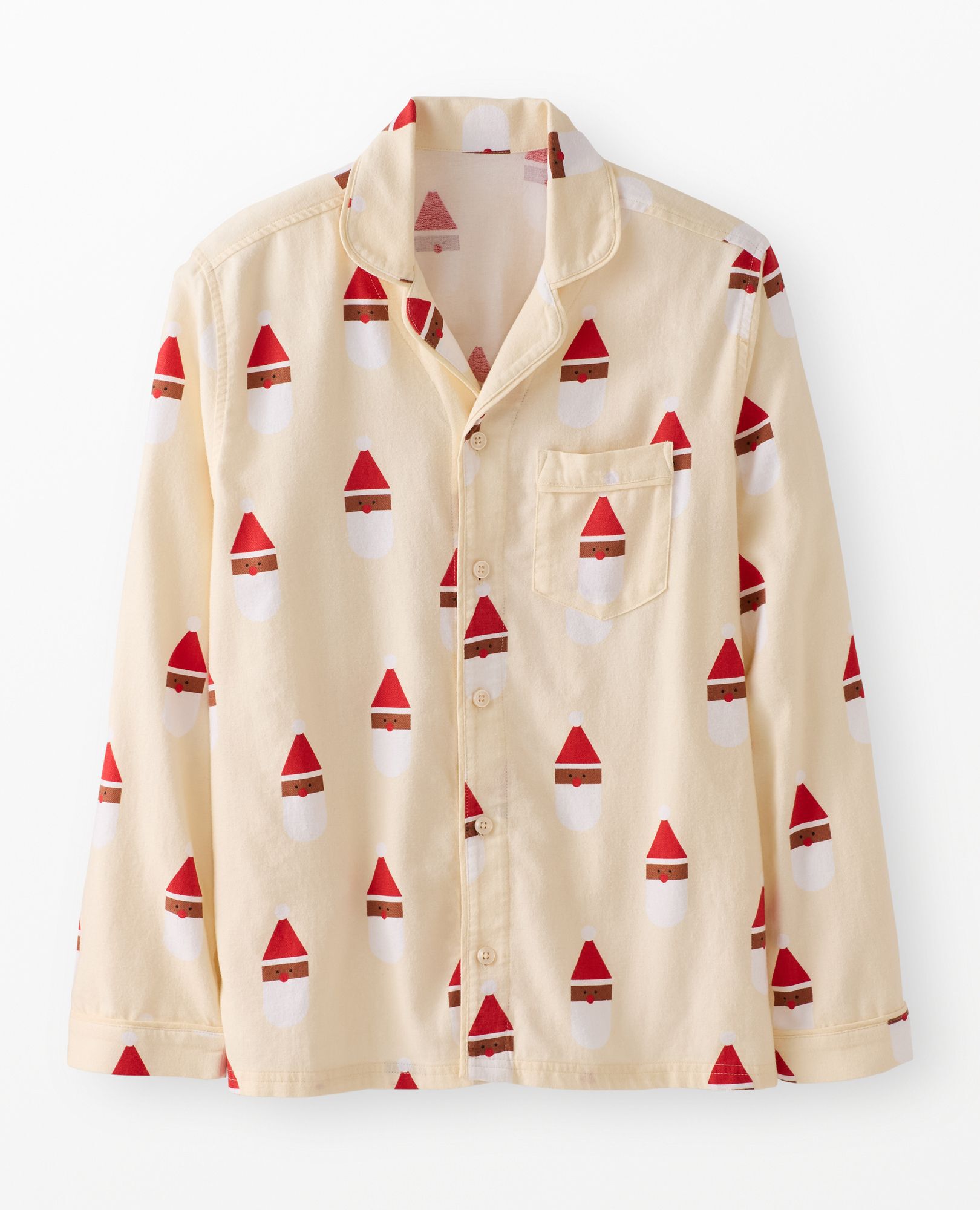 Adult Holiday Flannel Pajama Top in Scandi Santa on Almond Oil - main
