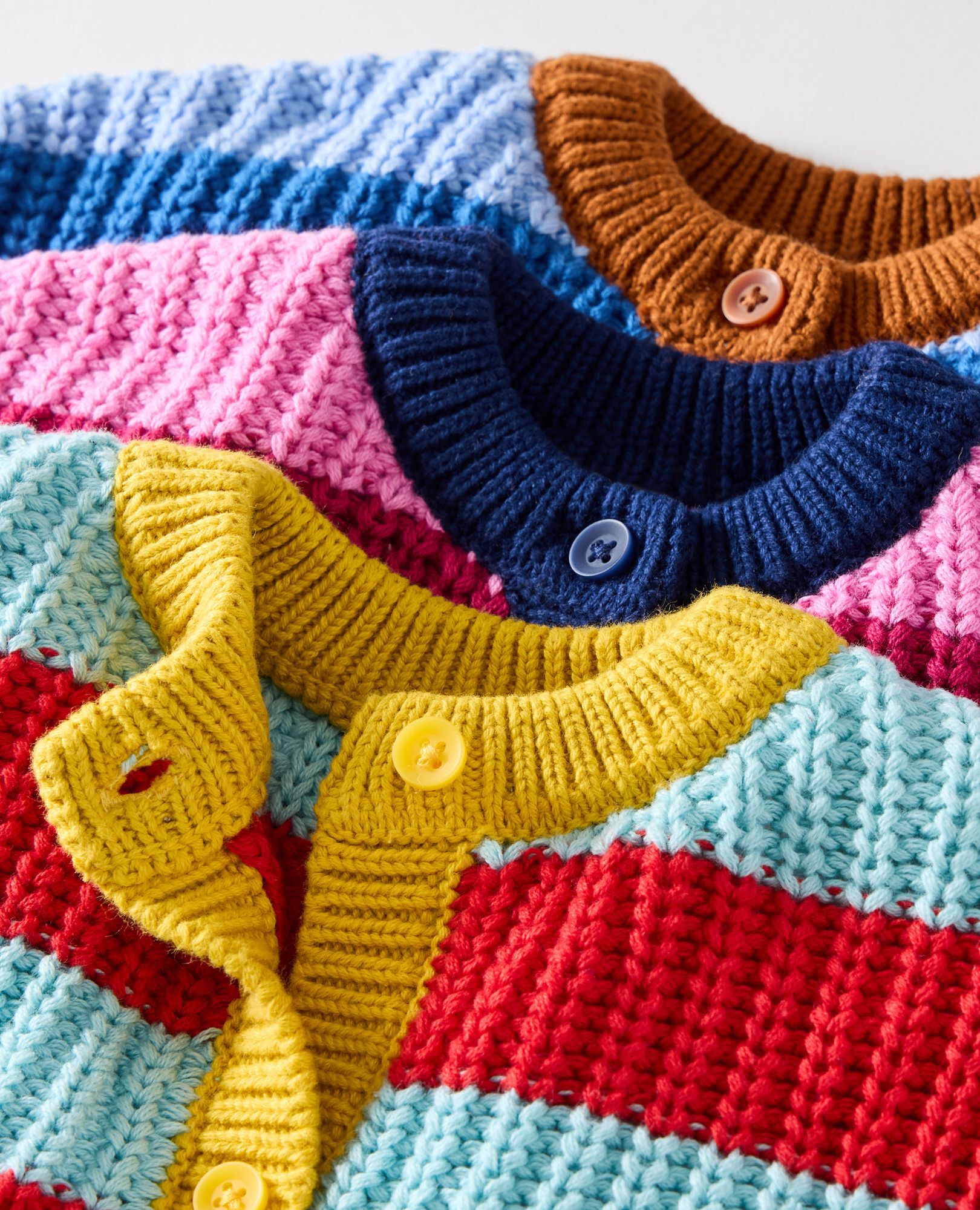Baby Striped Cardigan in Blue Crush/Ribbon Red/Bamboo - main
