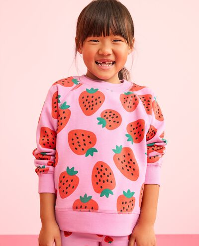 French Terry Sweatshirt in Strawberry Sweetness on Echinacea - main
