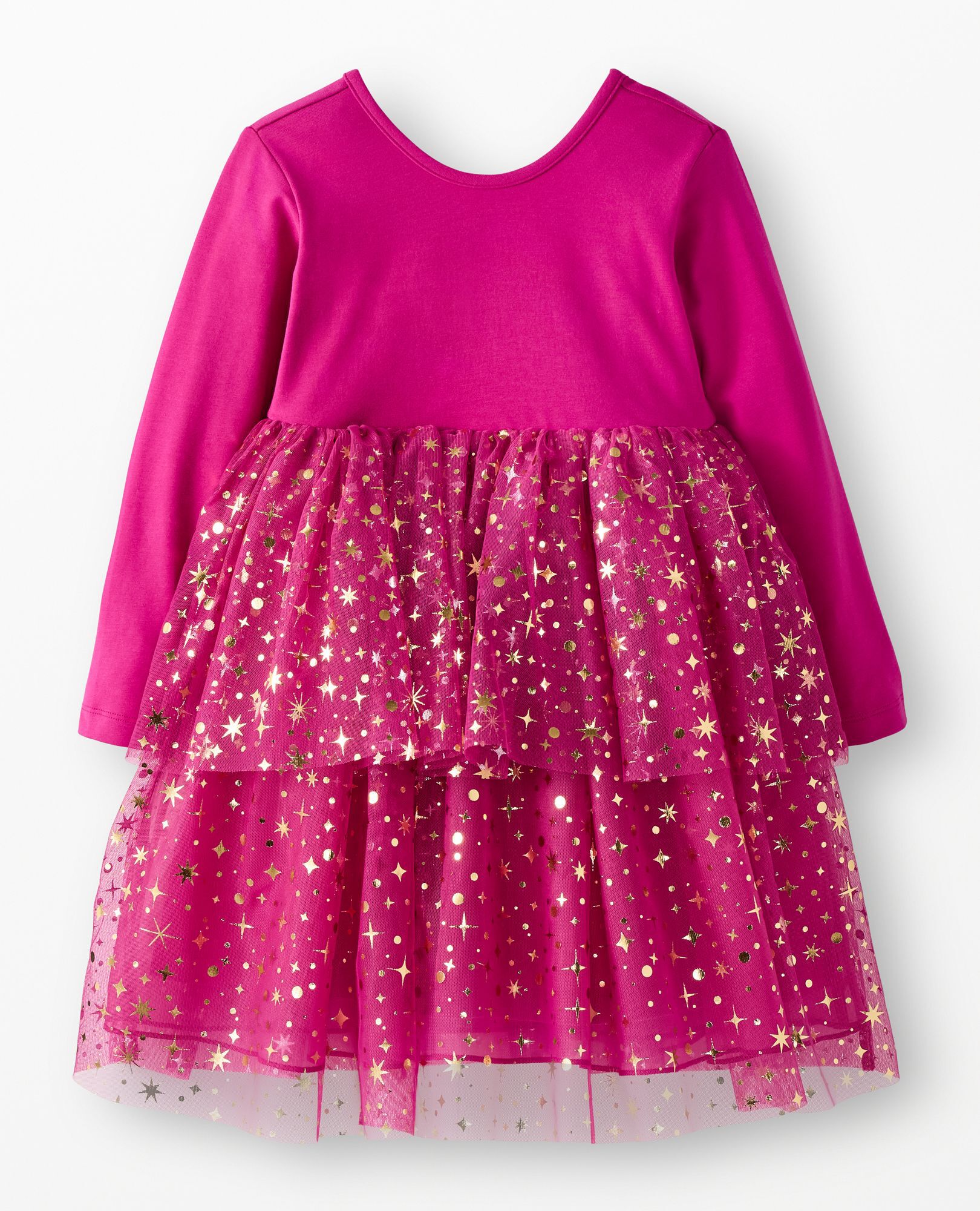Long Sleeve Tulle Shimmer Dress in Pink Flambe - main
