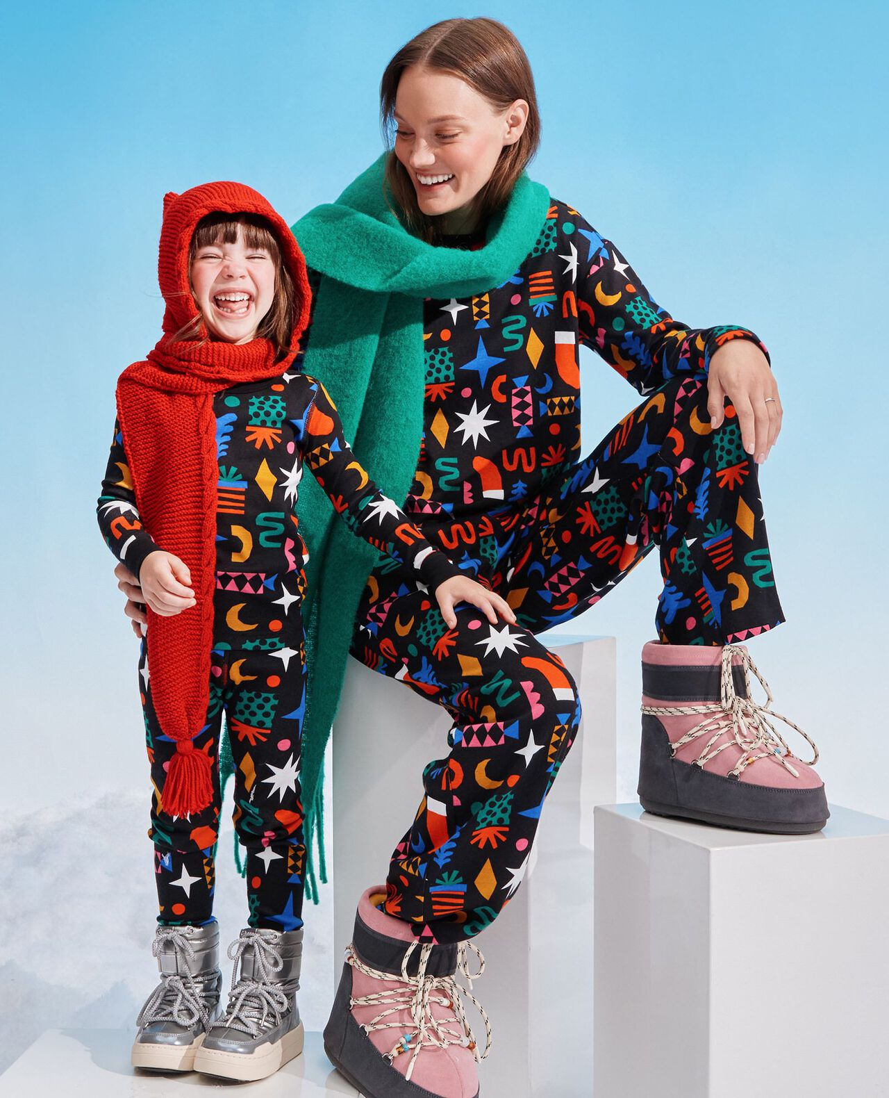 Women's Holiday Wide Leg Pajama Set in Modern Festive - main
