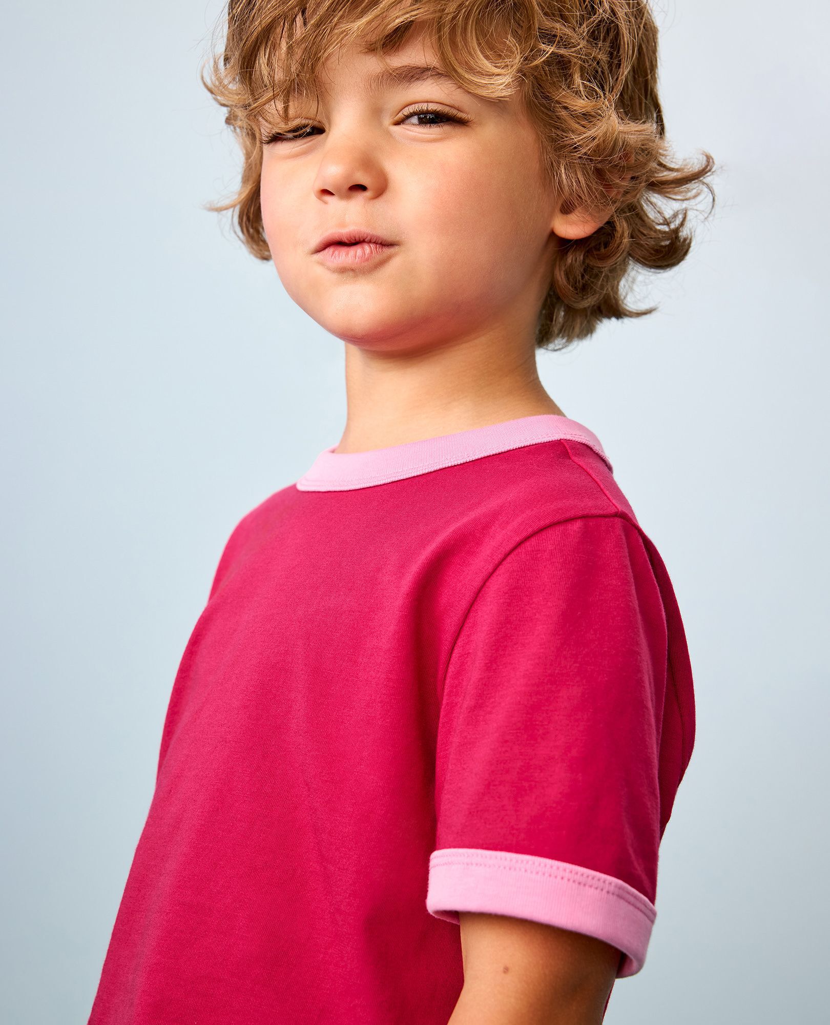 Classic Fit Ringer T-Shirt in Raspberry - main