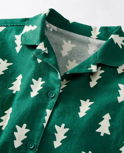 Women's Holiday Flannel Pajama Set in Happy Trees on Green - main