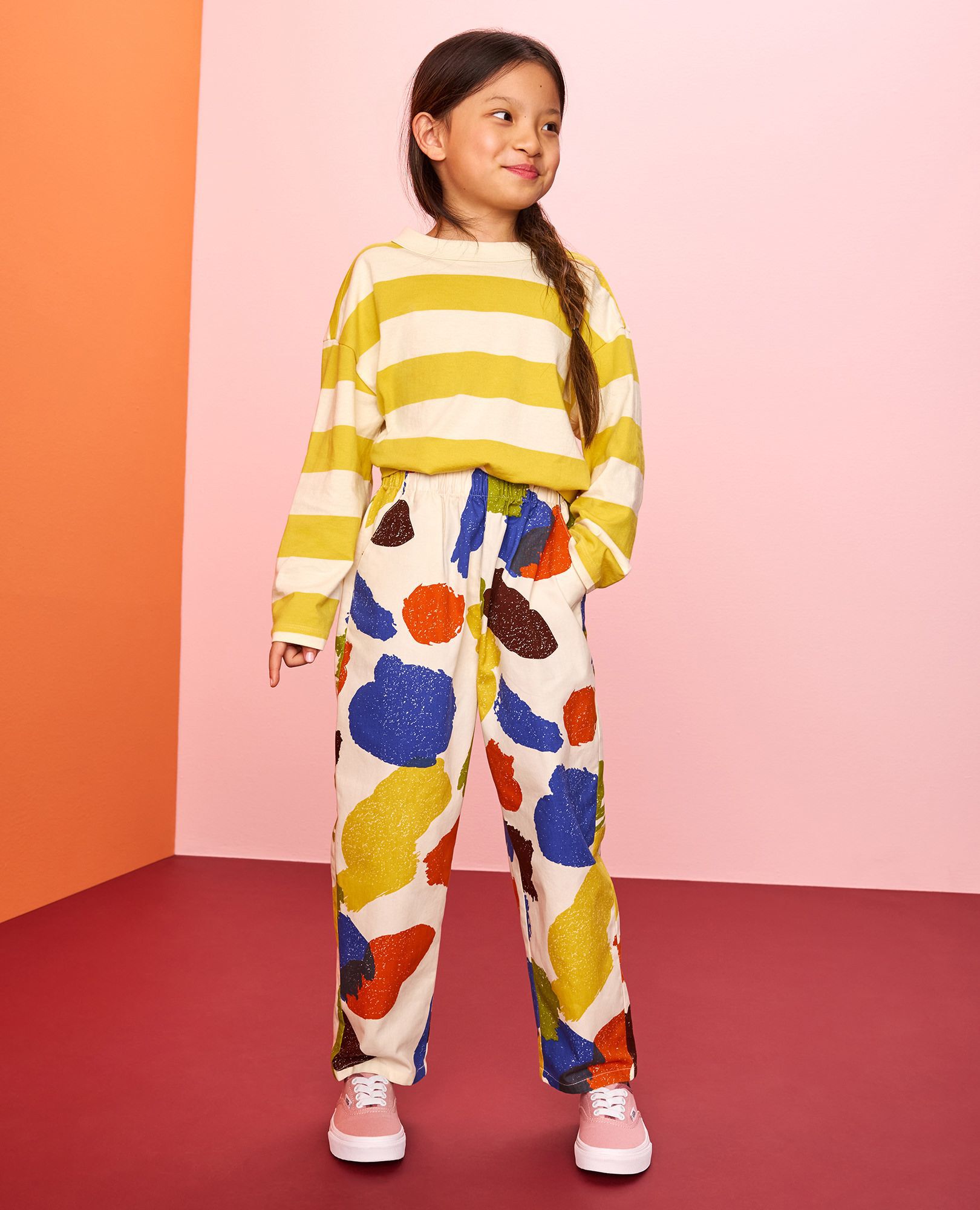 Long Sleeve Striped T-Shirt in Ecru/Bamboo - main