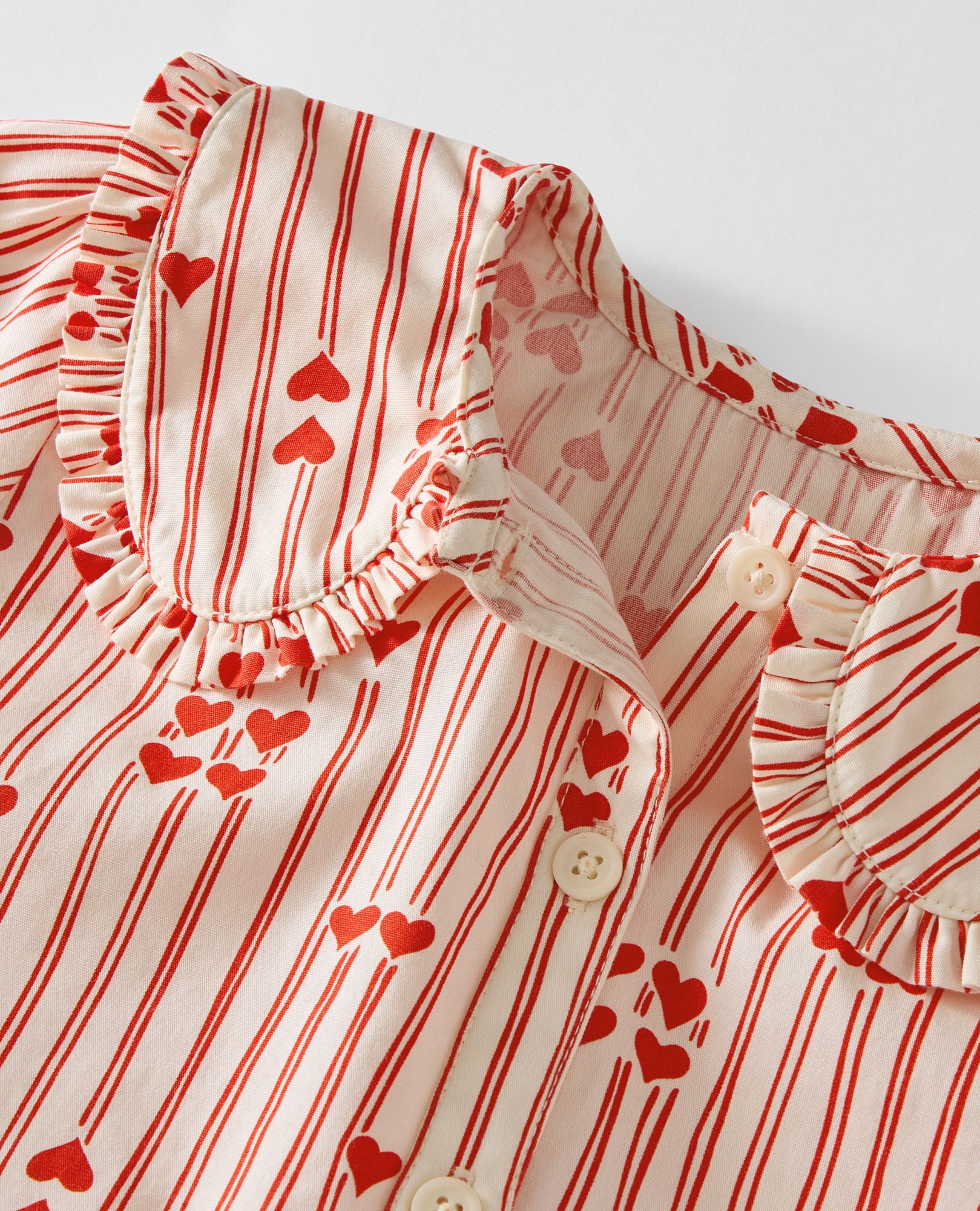 Poplin Collared Button Up Shirt in Red Stripes of Love - main