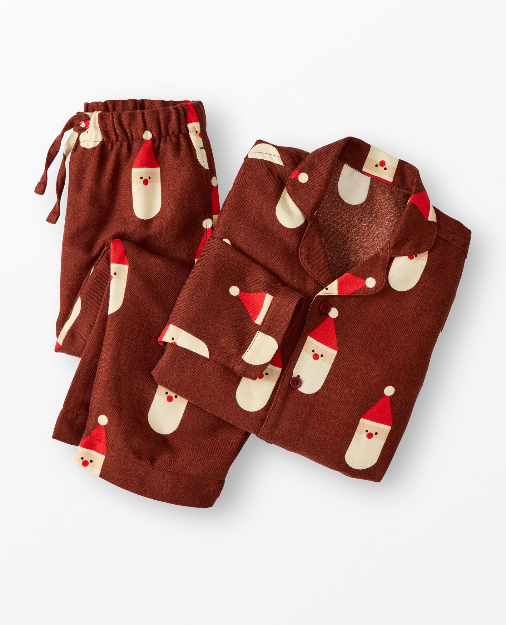 Holiday Flannel Pajama Set in Scandi Santa on Cocoa Brown - main