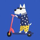 Relaxed Fit Graphic T-Shirt in Scooter Dog on Bakery Blue - swatch