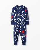 Baby Zip Sleeper in Hugs & Hearts on Navy - main