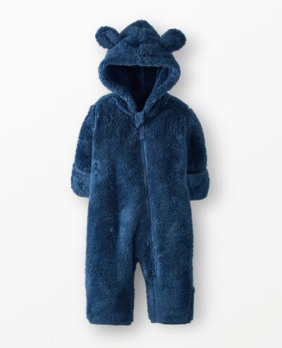Baby Marshmallow Fleece Romper in Midnight Blue - main