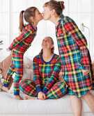 Women's Holiday Flannel Night Shirt in Rainbow Plaid - main