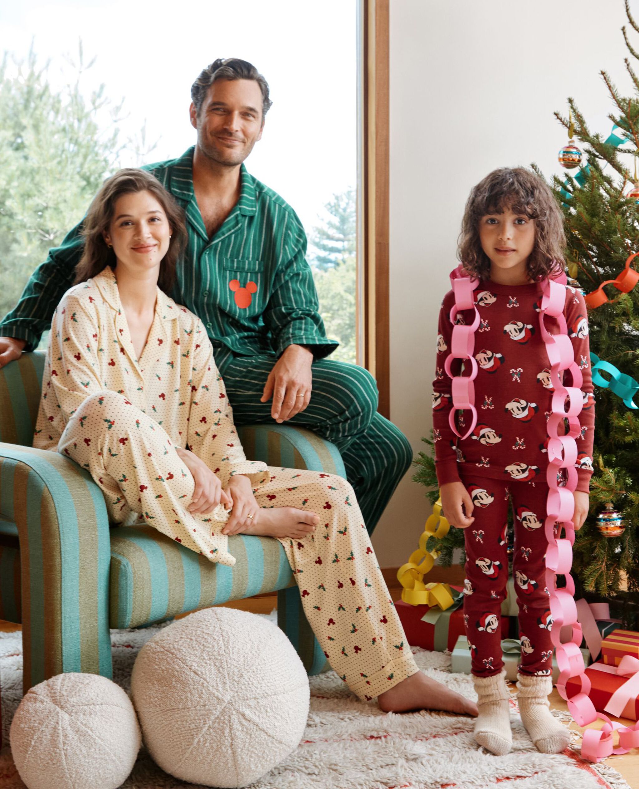 Adult Disney Mickey Mouse Holiday Flannel Pajama Pants in Mickey Green Stripe - main