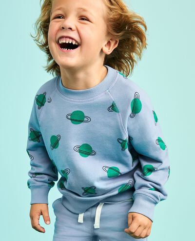 French Terry Sweatshirt in Planets on Blue - main