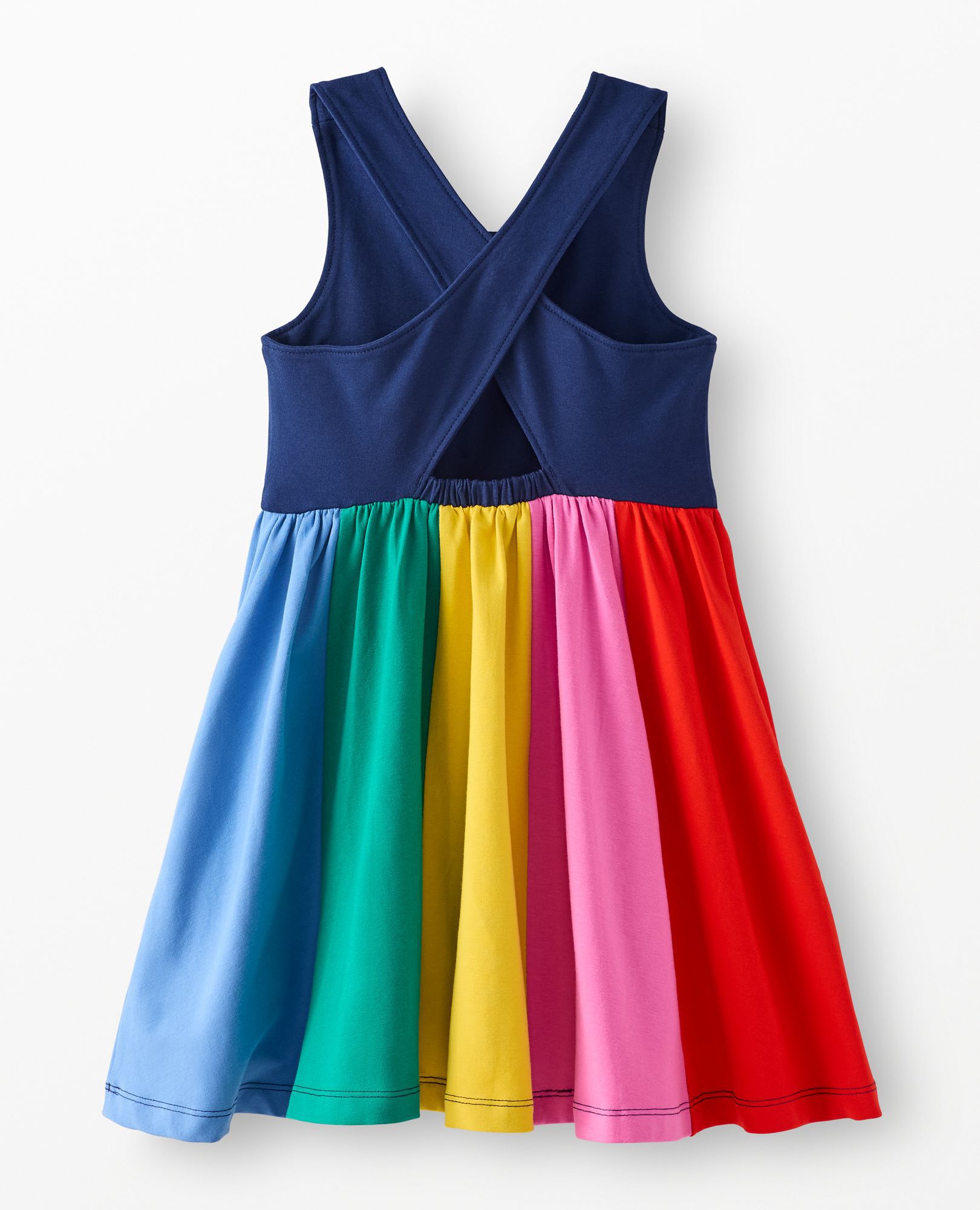 Rainbow Skirt Skater Dress with Pockets in Navy Blue - main