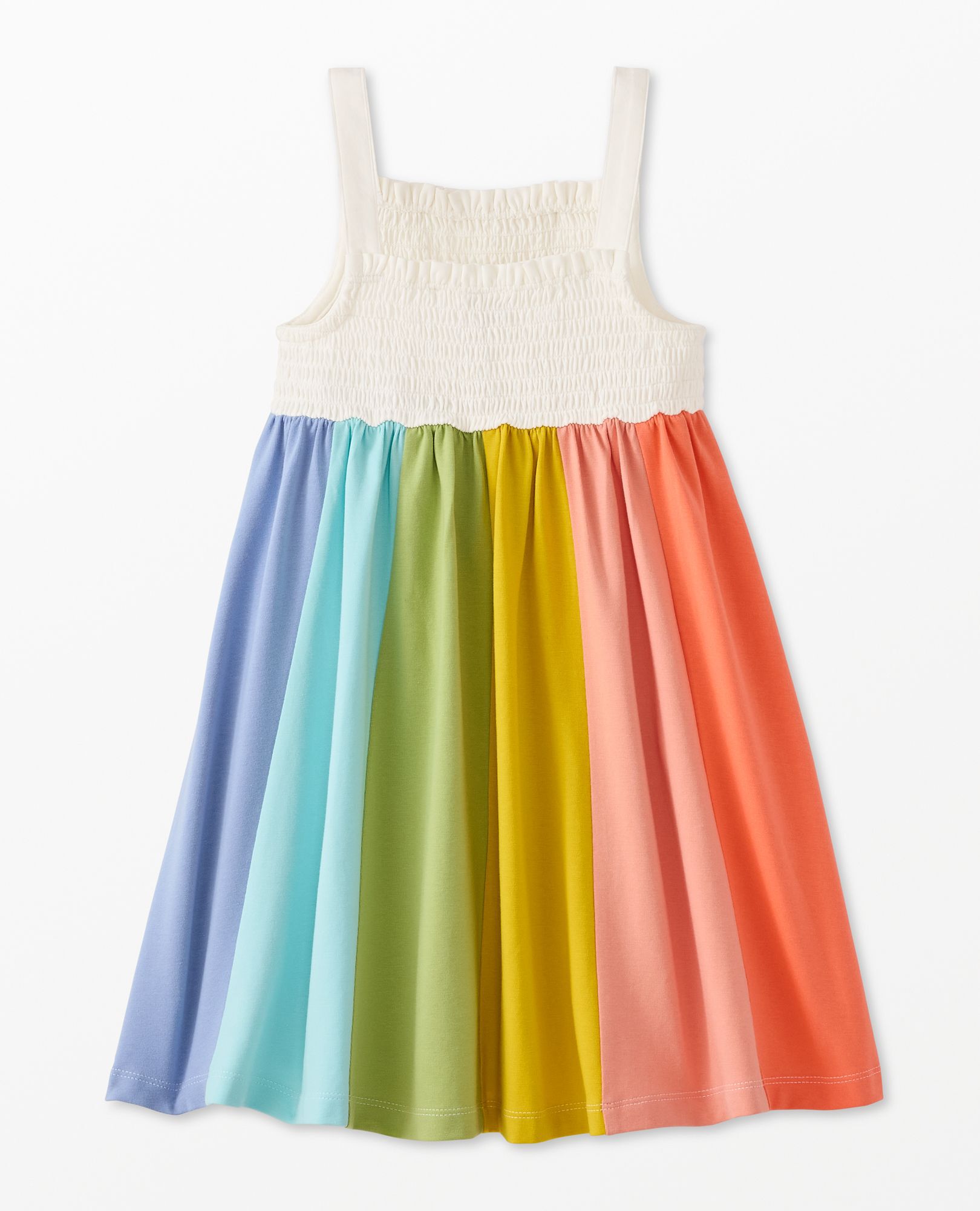 Sleeveless Smocked Rainbow Dress with Pockets in Rainbow - main