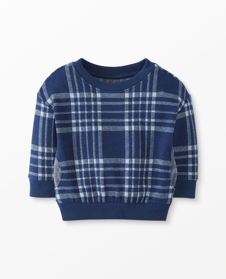 Baby Plaid Knit Top in Navy Blue - main