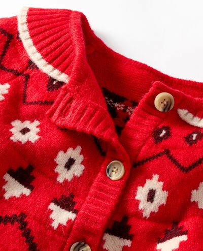Women's Fair Isle Cardigan in Red Fair Isle - main